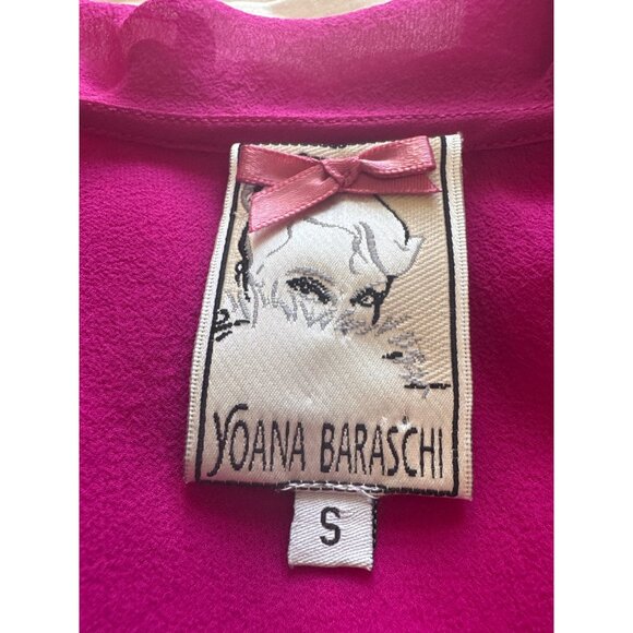 Yoana Baraschi Women's S Sleeveless Ruffled Silk Blouse Fuchsia Posh Luxe Chic - Picture 4 of 8